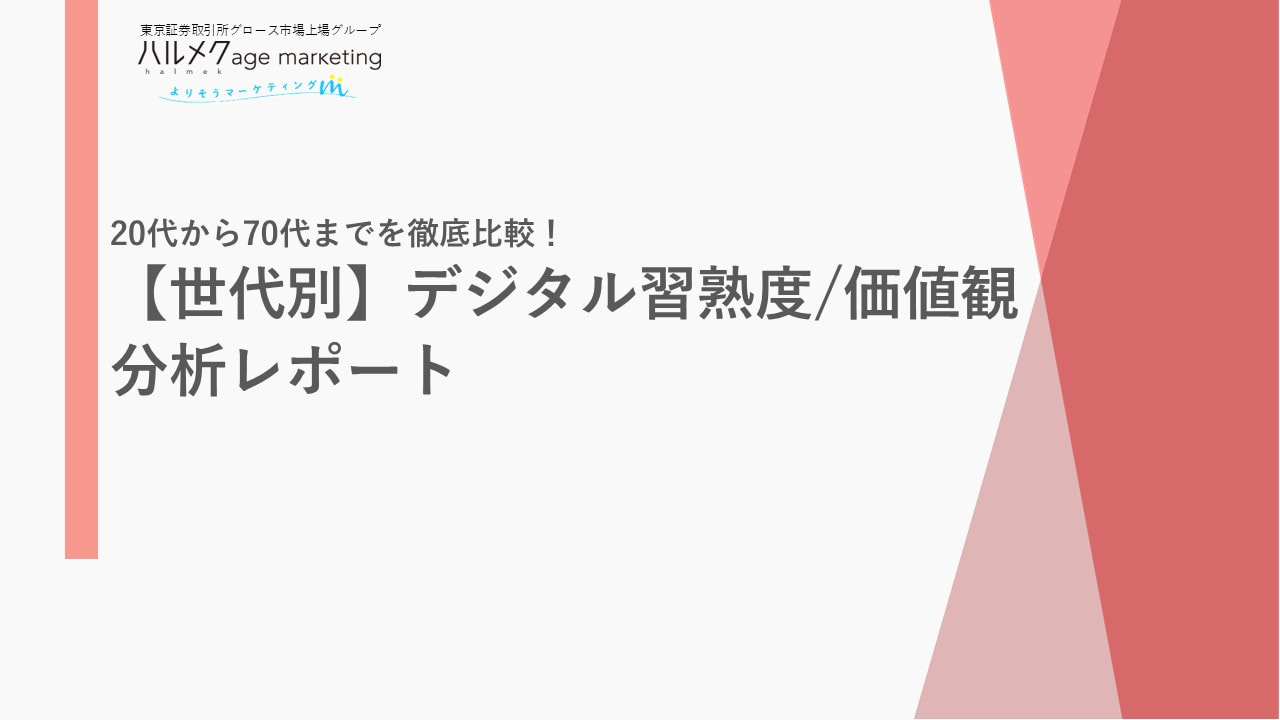 【20代から70代までを徹底比較】　デジタル習熟度/価値観 分析レポート