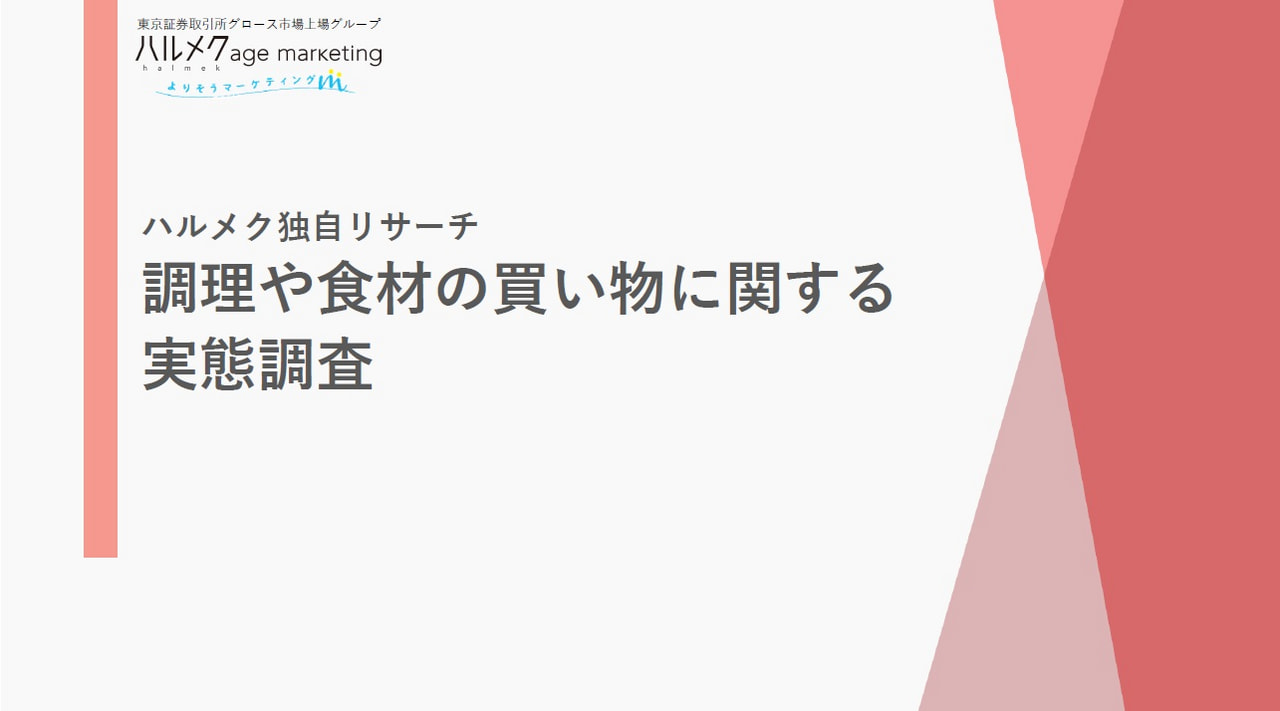 ハルメク独自リサーチ 調理や食材の買い物に関する 実態調査